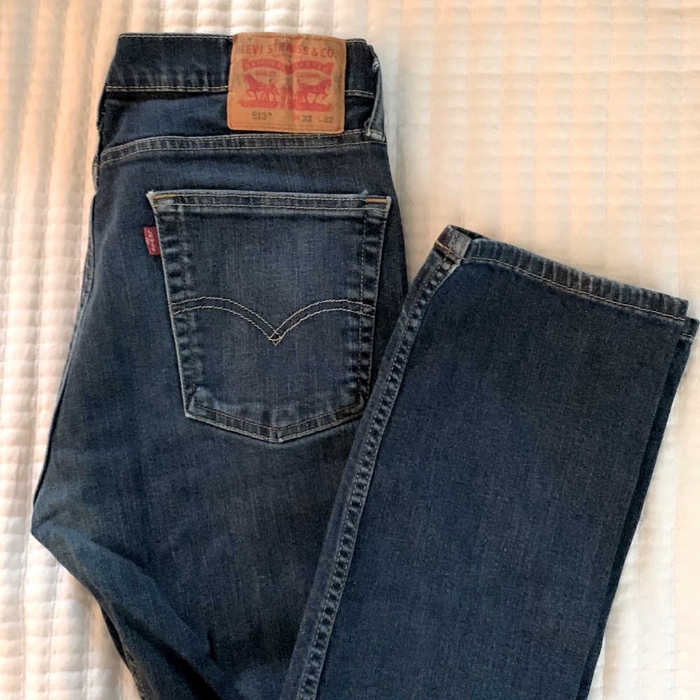 Levi Strauss 513: 32-32 Dark Wash Straight-leg Jeans